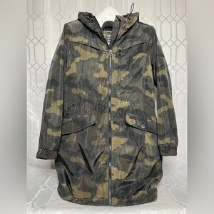 Lucky Brand Camo Fleece Lined Parka Jacket Green Utility Coat Women’s Size Large